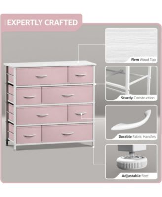 Dresser with 8 Drawers - Storage Chest Organizer with Steel Frame, Wood Top, Handles, Fabric Bins