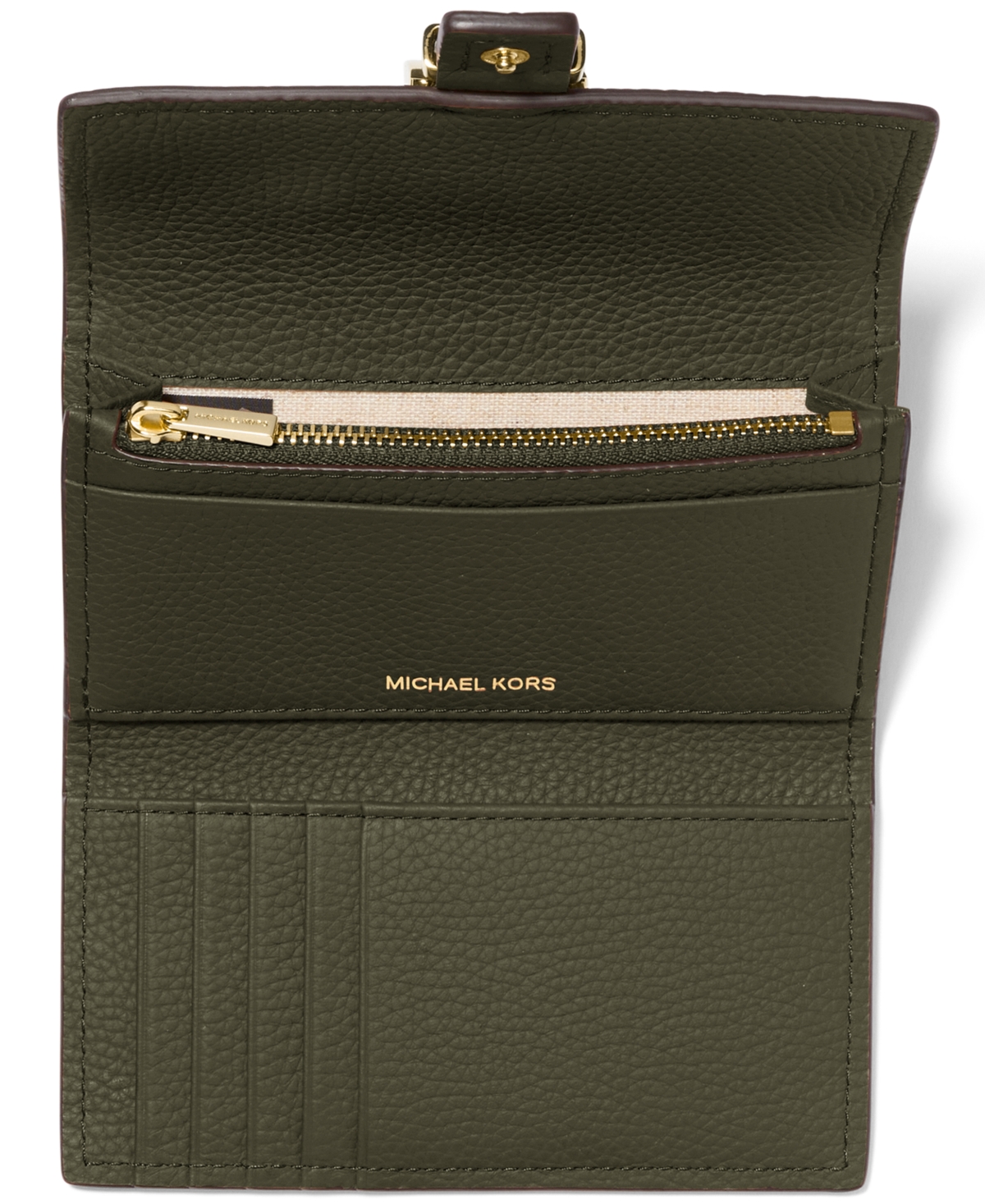 Michael Kors Nolita Flap Trifold Leather Wallet In Gold