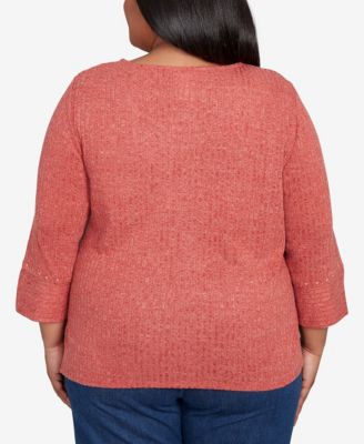 Plus Size Sunset Canyon Embellished Spliced Solid Top