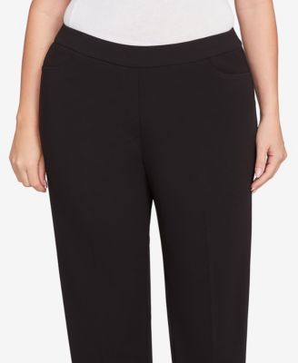 Plus Size Jet Setter Black Crepe Knit Medium Length Pants
