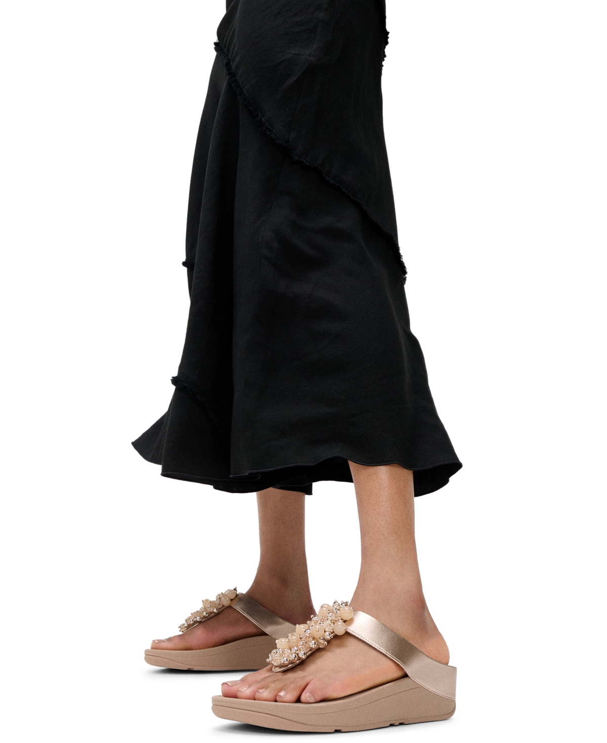 Fitflop Fino Bauble-bead Toe-post Sandals In Brown
