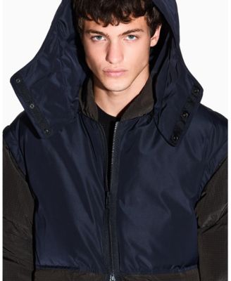 Men's Color Block Hooded Puffer Jacket