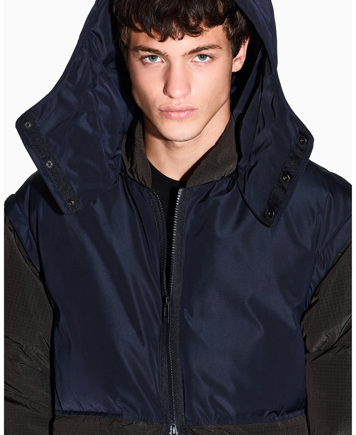 A|X Armani Exchange Men's Color Block Hooded Puffer Jacket