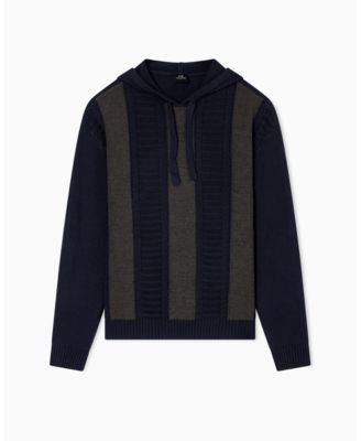 Men's Wool Color Block Hood Sweater