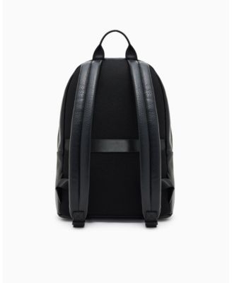 Men's Pebbled Faux-Leather Buckle Backpack