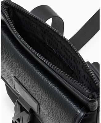 Men's Pebbled Faux-Leather Buckle Crossbody Bag