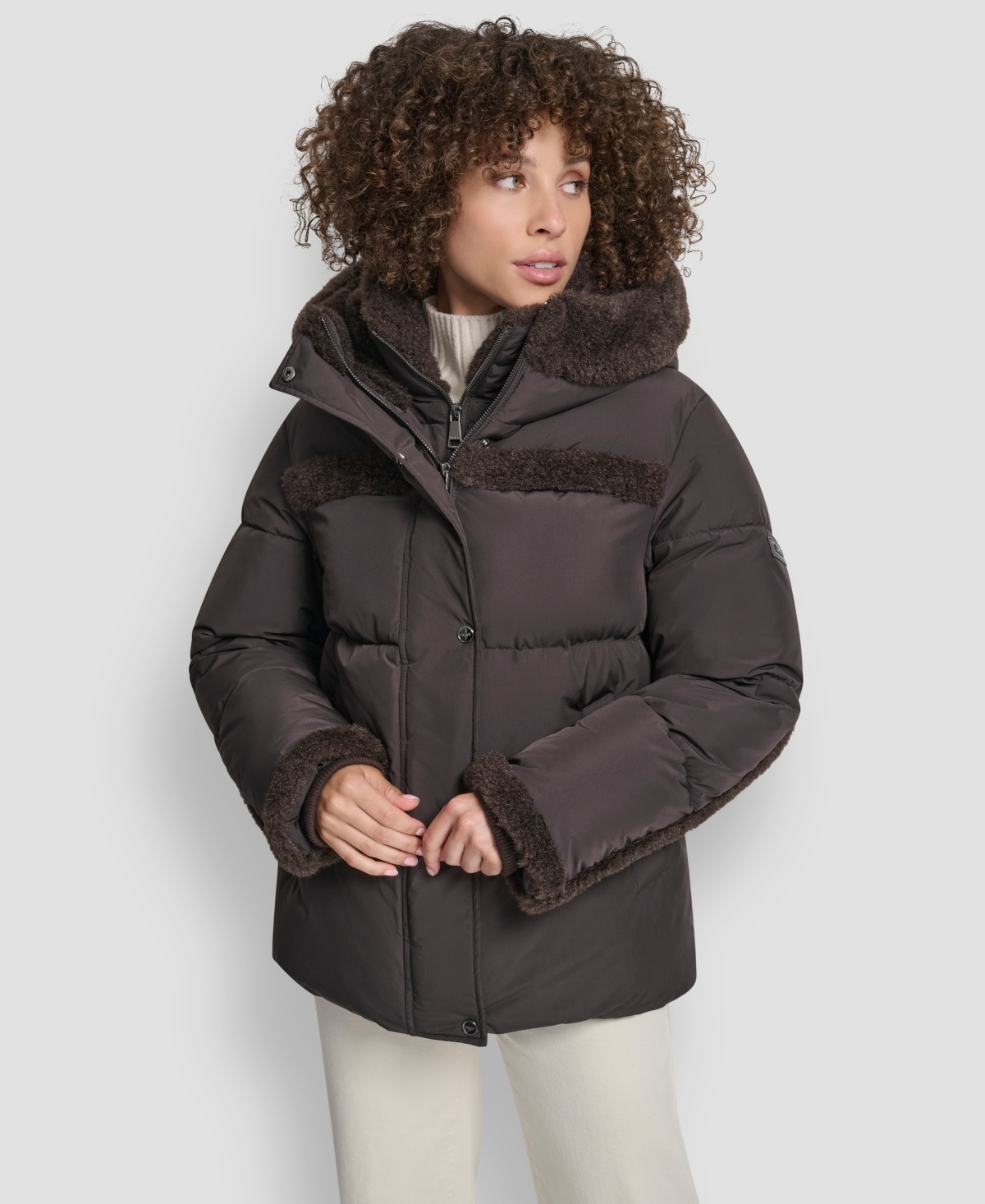 Dkny Women's Detailed Hooded Puffer Coat