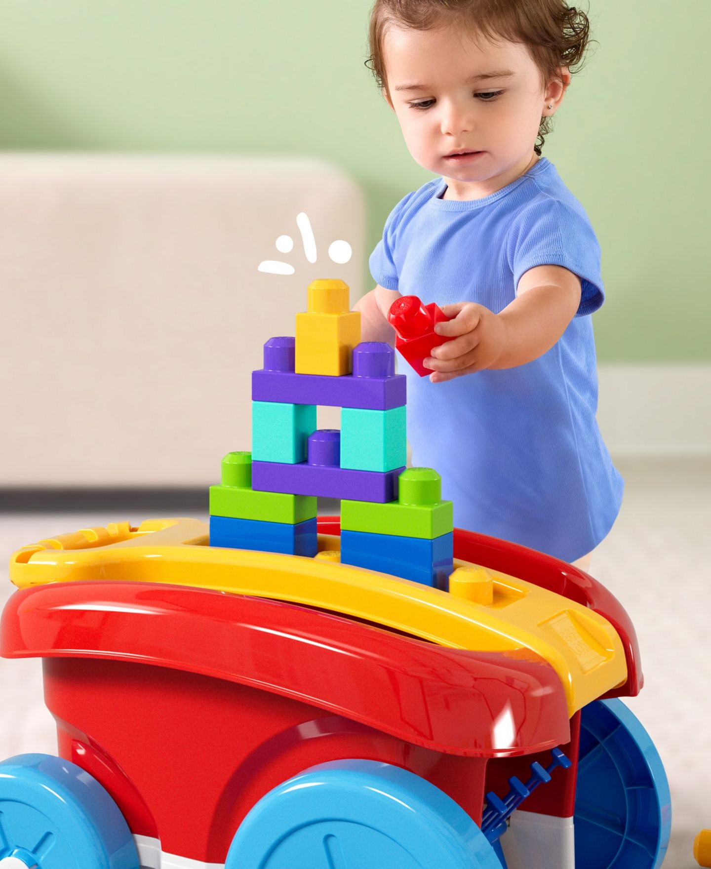 Детский конструктор Mega Bloks First Builders Block Scooping Wagon, 21-Piece Building Set, Ages 1+ — фото 5