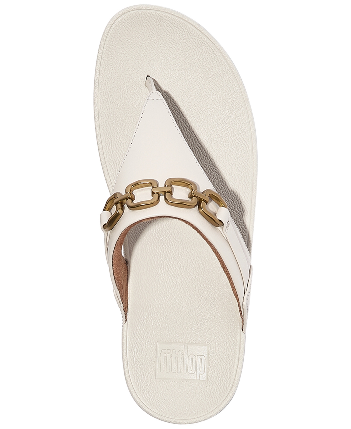 Fitflop Women's Lulu Square-chain Leather Toe-post Wedge Sandals In White