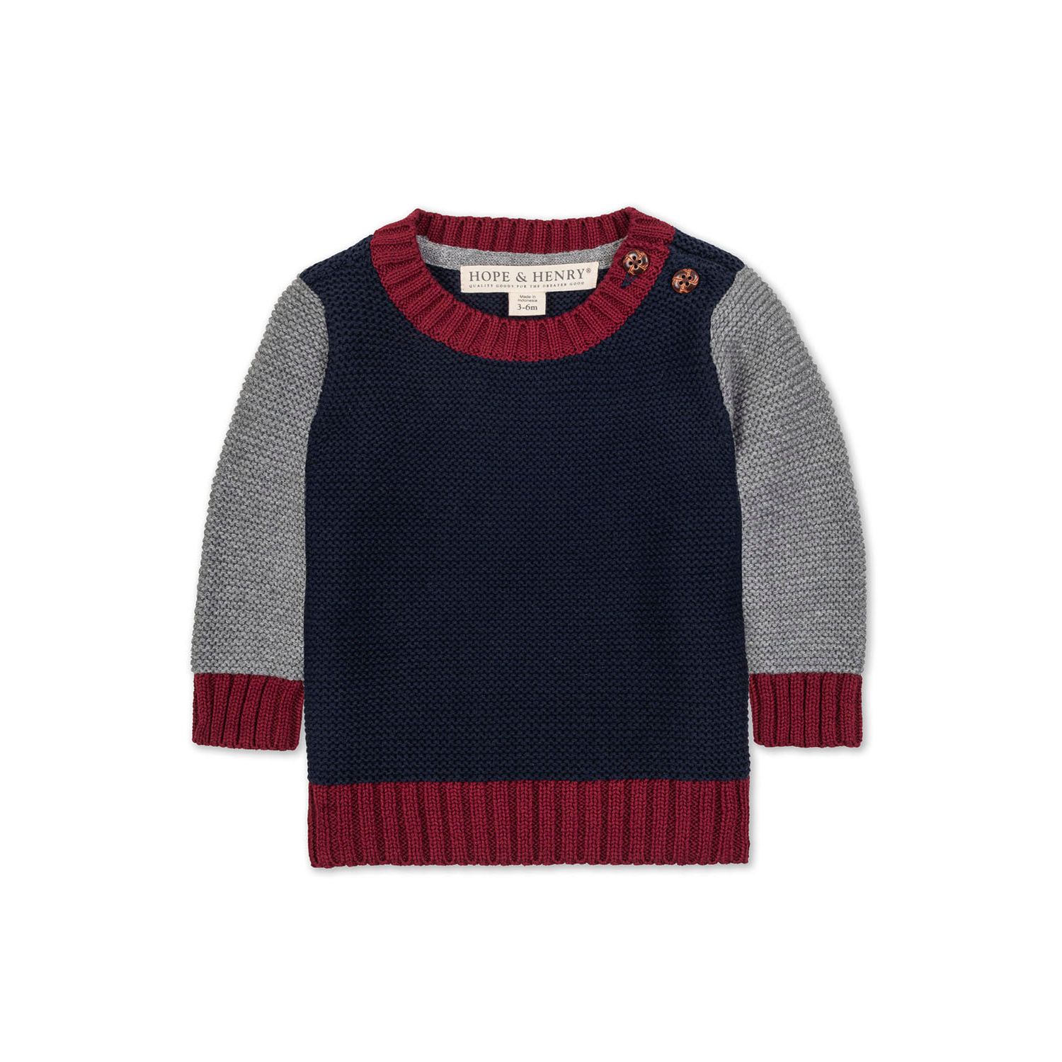Hope and Henry Little and Big Boys' Organic Long Sleeve Crewneck Pullover Sweater