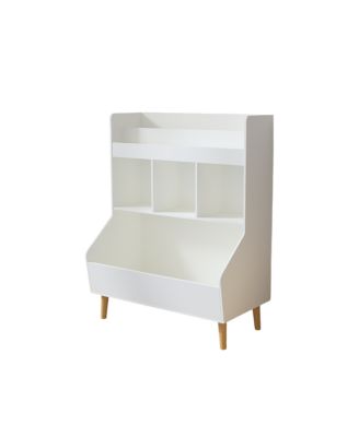 27.5 in. Wide White Kids Multifunctional Bookshelf and Toy Storage with Legs Toy Storage Organizer
