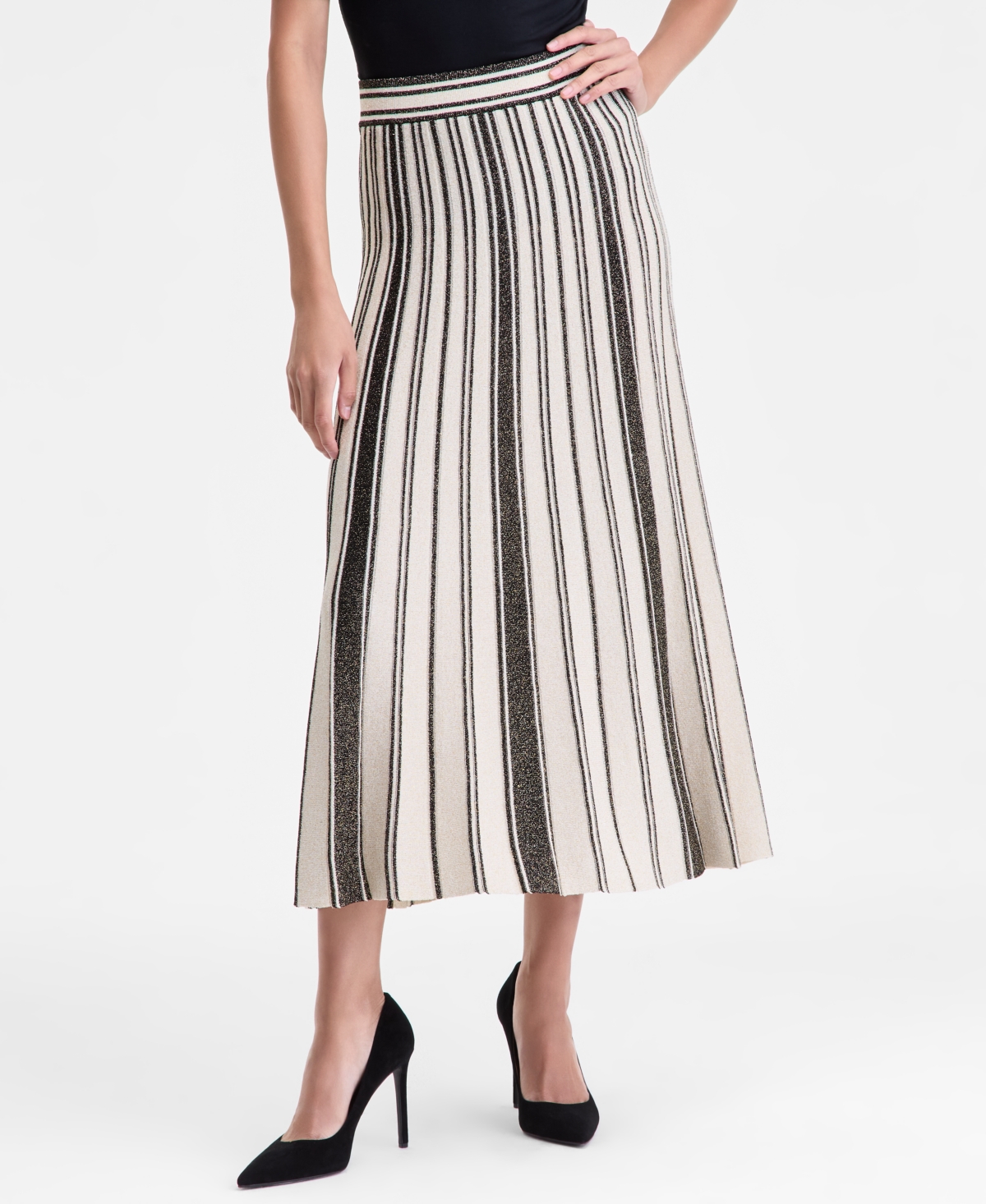 Inc International Concepts Women's Metallic Contrast Pleated Sweater Skirt, Macy's Exclusive In Multi