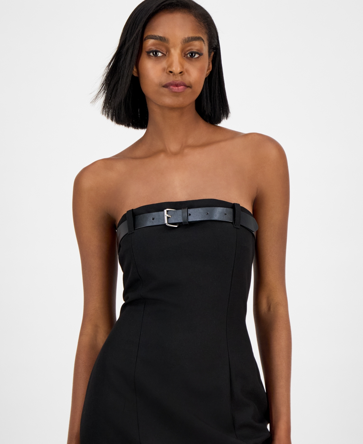 Bar Iii Women's Belted Strapless Midi Dress, Macy's Exclusive