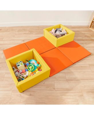 SoftZone Play Patch Activity Mat Squares, Orange, 4-Pack