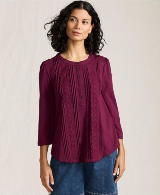 Women's 3/4 Sleeve Lightweight Jersey Embellished Top