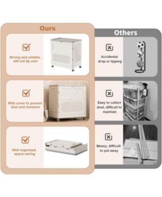 Rolling Laundry Hamper with Lid, 123L Large Capacity Clothes Hampers for Laundry, Plastic Collapsible Laundry Baskets with Laundry Clothes Hamper