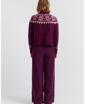 Women's Wool Blend Heart Fair Isle Sweater