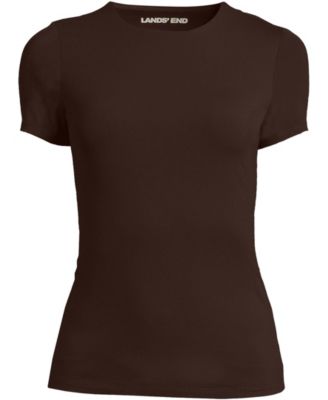 Women's Short Sleeve Tugless Double Layer Crew Neck Knit Top