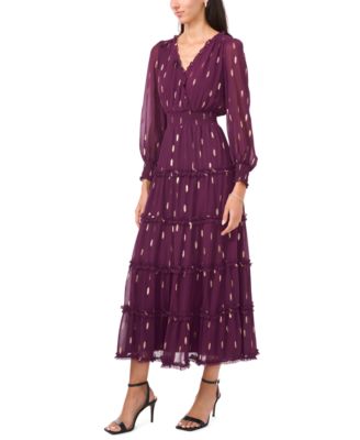 Petite Chiffon Long Sleeves Dress