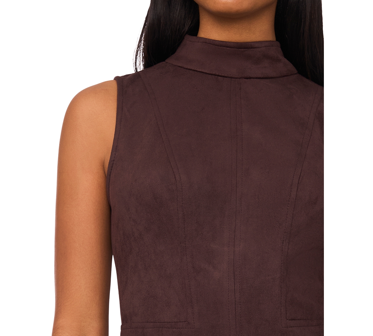 Msk Petite Suede Sleeveless Midi Dress