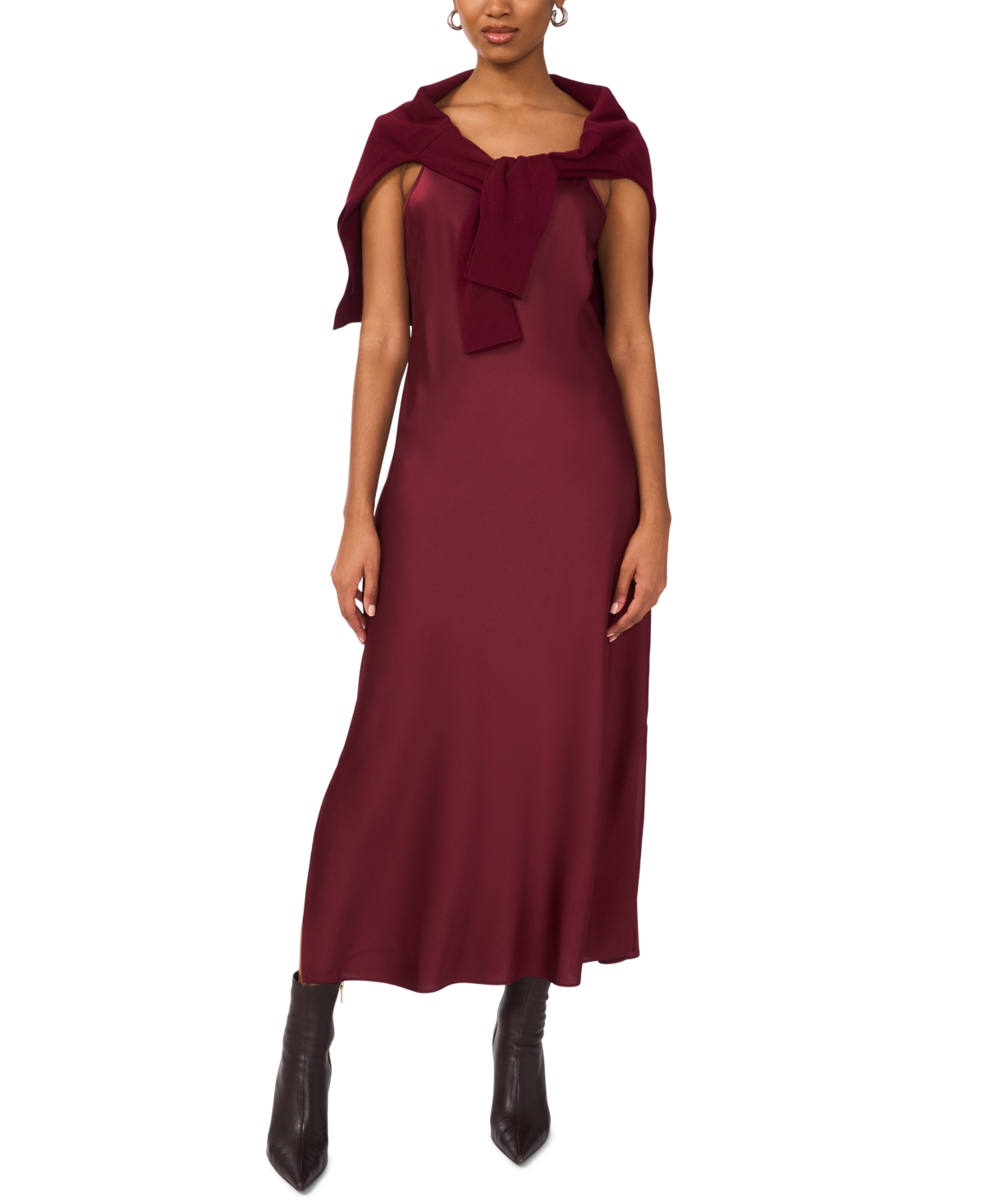 Msk Petite Sleeveless Sweater Maxi Dress In Brown