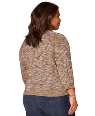 Plus Size Blouson Round-Neck Sweater