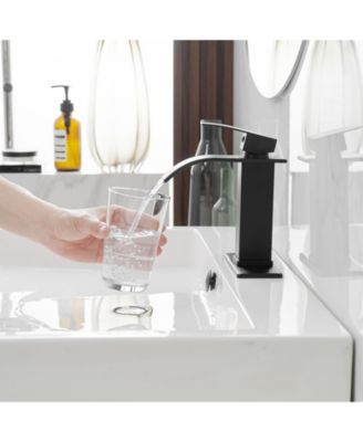 Waterfall Single Handle Single Hole Low-Arc Bathroom Faucet Bathroom Drip-Free Vanity Sink Faucet in Brushed Nickel