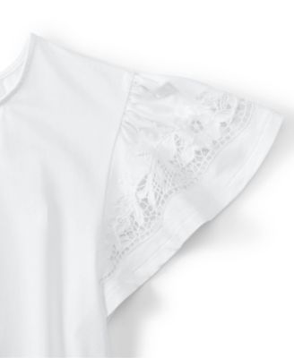 Women's Plus Size Lightweight Jersey Crew Neck Ruffle Sleeve Flowy Top