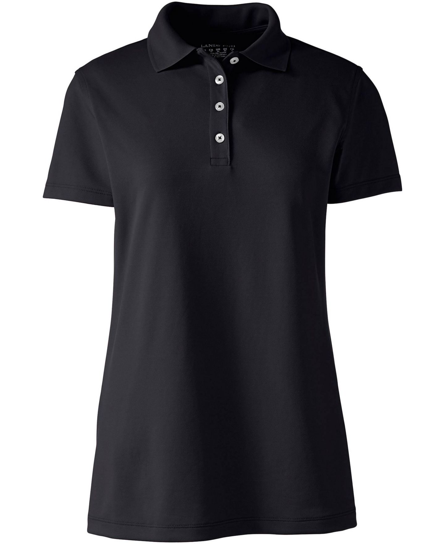 Женское поло Lands' End FlexPique Short Sleeve Polo, цвет: Чёрный — фото 2
