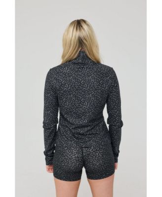 Women's Infinite Cropped Zipped Jacket - Black Leopard
