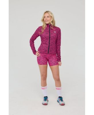 Women's Infinite Cropped Zipped Jacket - Pink Leopard