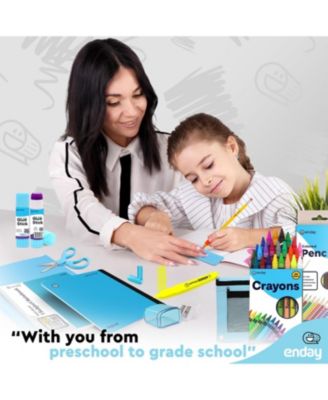 School Supplies Kit for Grades K–5 – 71 Items: Composition Notebook Subject Notebook, Pencils, Folders Colored Pencils, Crayons, Scissors, Glue & More