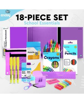 School Supplies Kit for Grades K–5 – 71 Items: Composition Notebook Subject Notebook, Pencils, Folders Colored Pencils, Crayons, Scissors, Glue & More