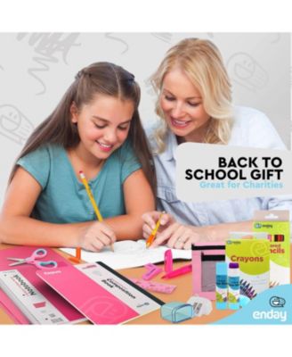 School Supplies Kit for Grades K–5 – 71 Items: Composition Notebook Subject Notebook, Pencils, Folders Colored Pencils, Crayons, Scissors, Glue & More