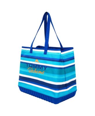 Water-Repellent Tote with Pouch – Ocean Stripe Print