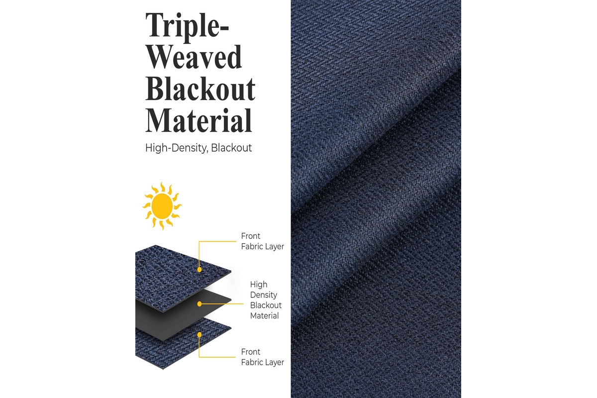 Superior Nyan 100% Blackout Machine Washable Curtains, Set of 2 Panels