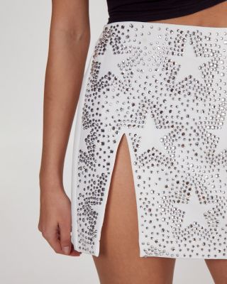 Women's Star Diamante Detail Split Mini Skirt