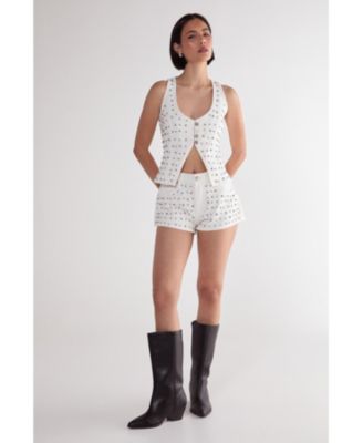 Women's Studded Denim Corset Top