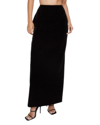Women's Velvet High Waist Side Split Maxi Skirt