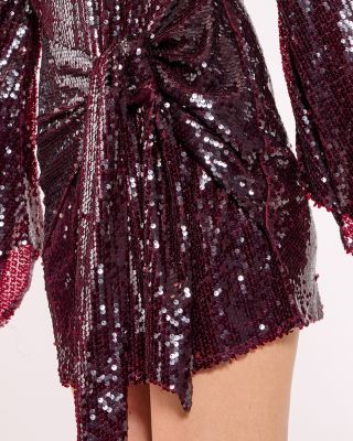 Women's Flared Sleeve Tie Front Mini Dress