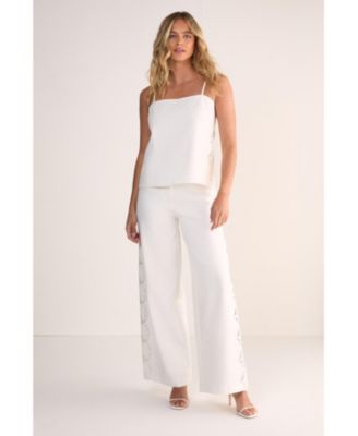 Women's Tailored Cutwork Side Strappy Top