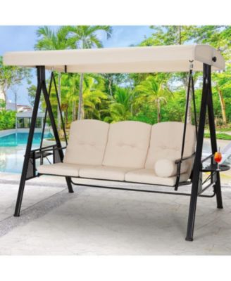 3-Seat Porch Swings with Adjustable Canopy