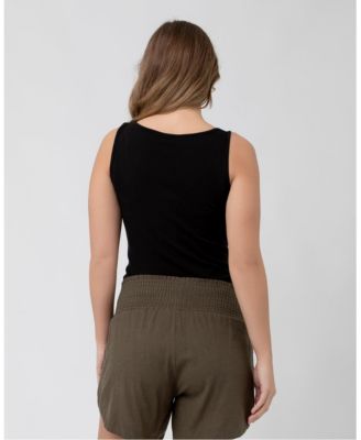 Izzy Button Down Rib Tank in Black - Stylish Nursing Top for Women