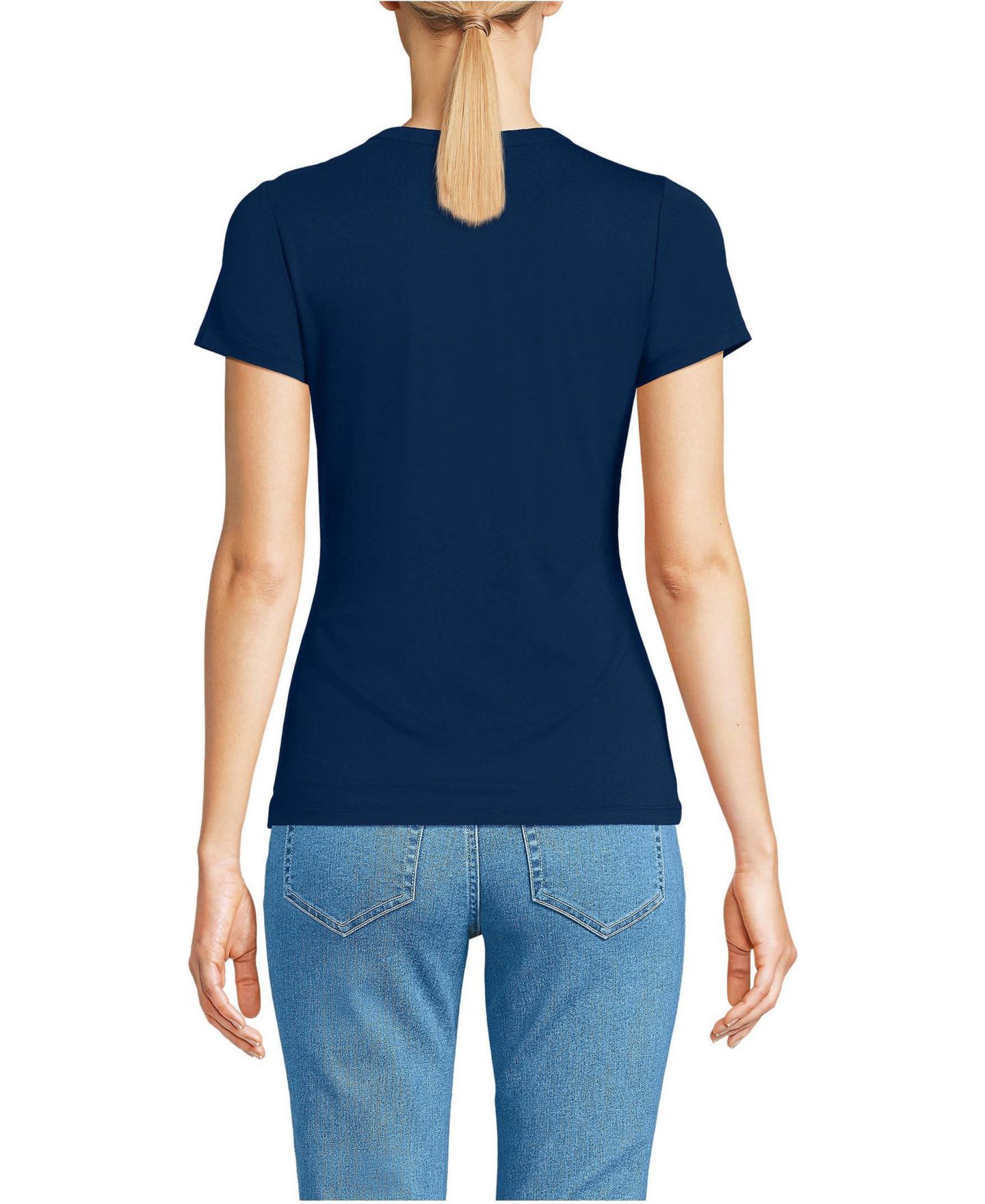 Женская футболка Lands' End Petite Short Sleeve Cooling Crew Neck, цвет: Морской тёмно-синий — фото 3