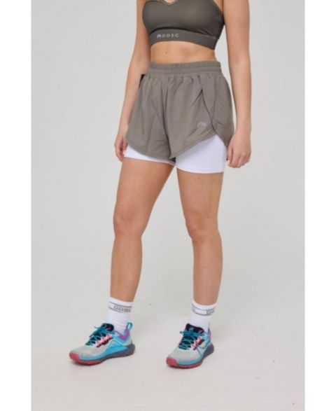 Женские шорты OOSC Elite 2 in 1 Running Shorts - Khaki, цвет: Хаки