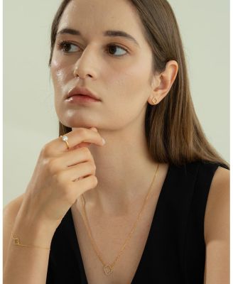 Sterling Silver 18k Gold Plated Aria Clover Necklace & Stud Earrings Set