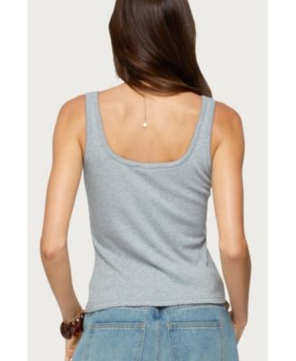 Womens Gwenne Pointelle Button Up Tank Top