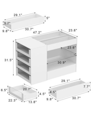 Glass Top 8-Drawers Dresser ,Display Cabinet,Manicure Nail Table,Bedroom/Kitchen Island,Makeup Table