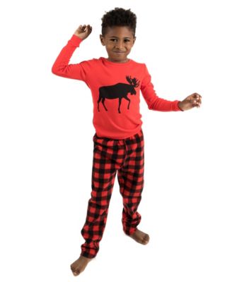 Kids Cotton Top and Fleece Pants Holiday Pajamas