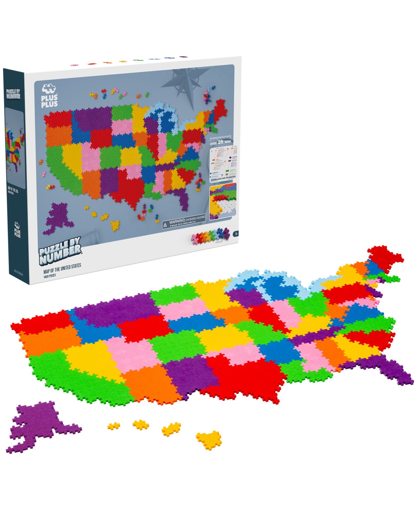 Детский конструктор Plus-Plus Map of the United States Puzzle by Number 1400-Piece Building Set, Ages 5+ — фото 8